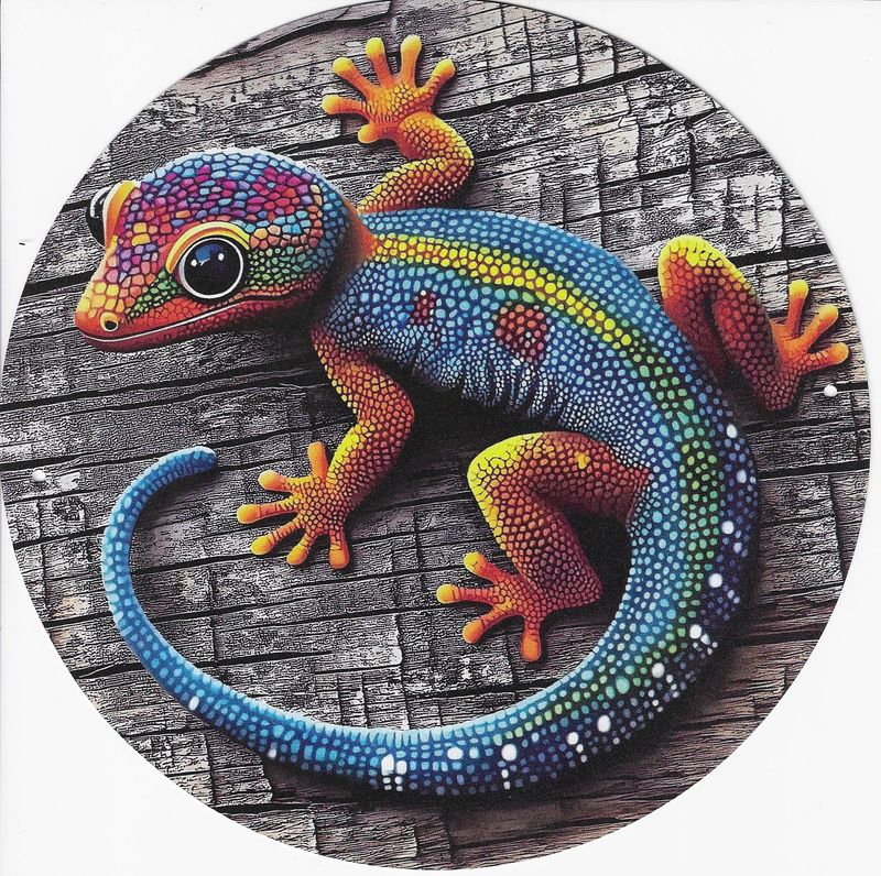 20cm ⌀ Metallschild Gecko bunt Wand oder Türschild