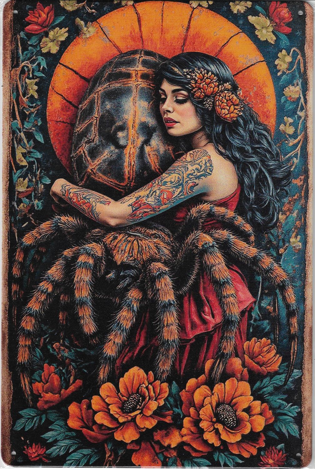 20 x 30cm Metallschild girl love Tarantula Wandkunst Wand oder Türschild