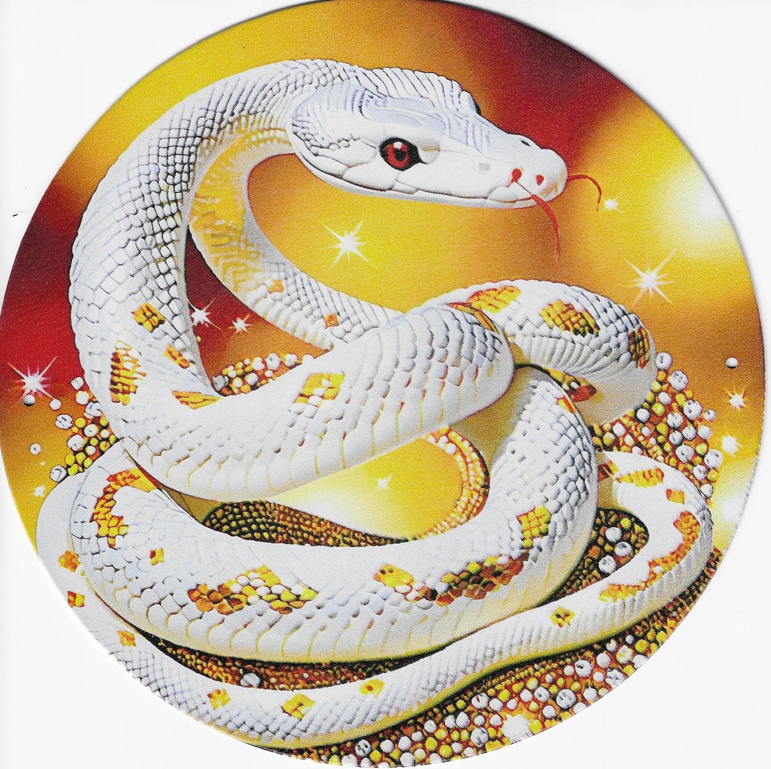 20cm ⌀ Metallschild Vintage white Snake Schlange Wand oder Türschild gelocht