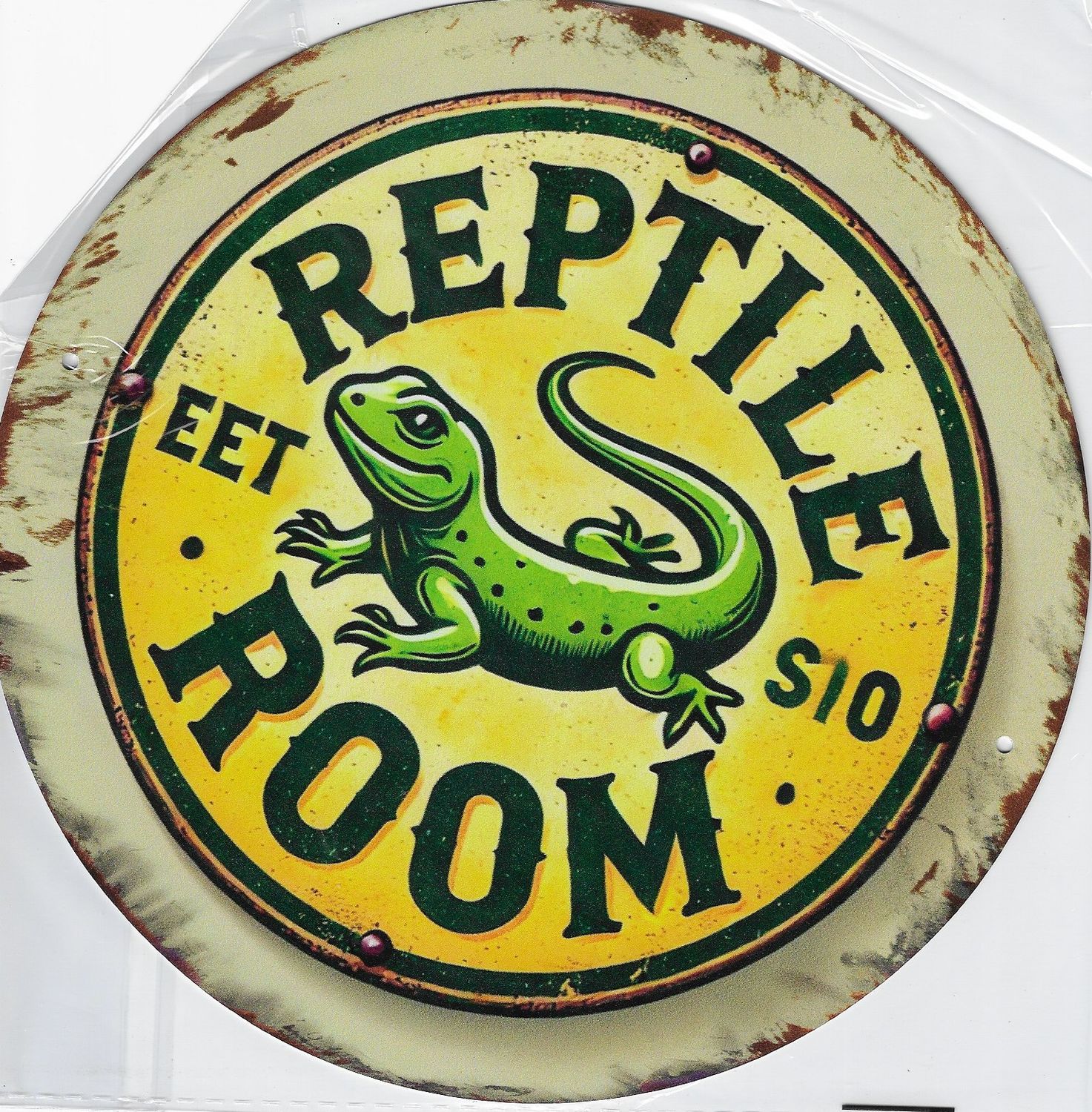 20cm ⌀ Metallschild Reptile Room Hobby Wand oder Türschild