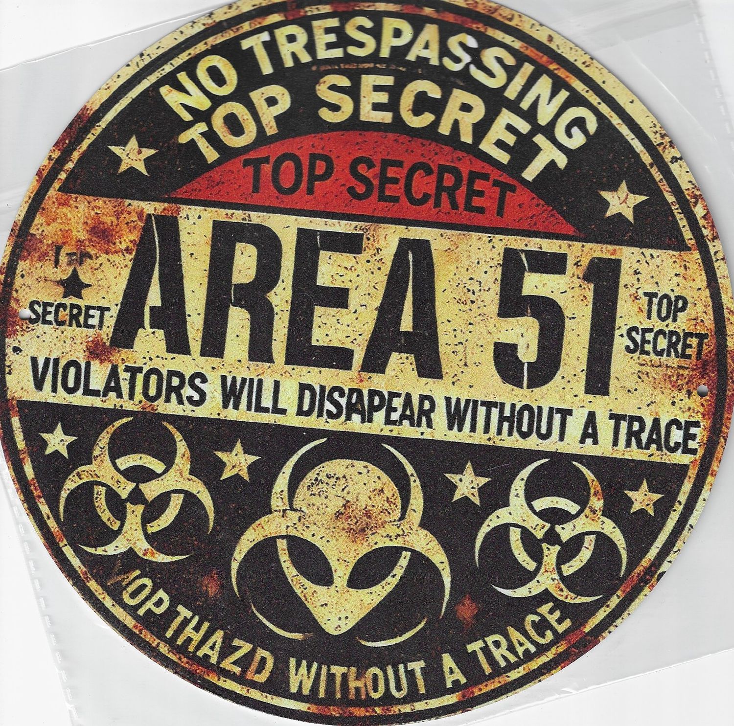 20cm ⌀ Metallschild Top Secret AREA 51 Hobby Wand oder Türschild