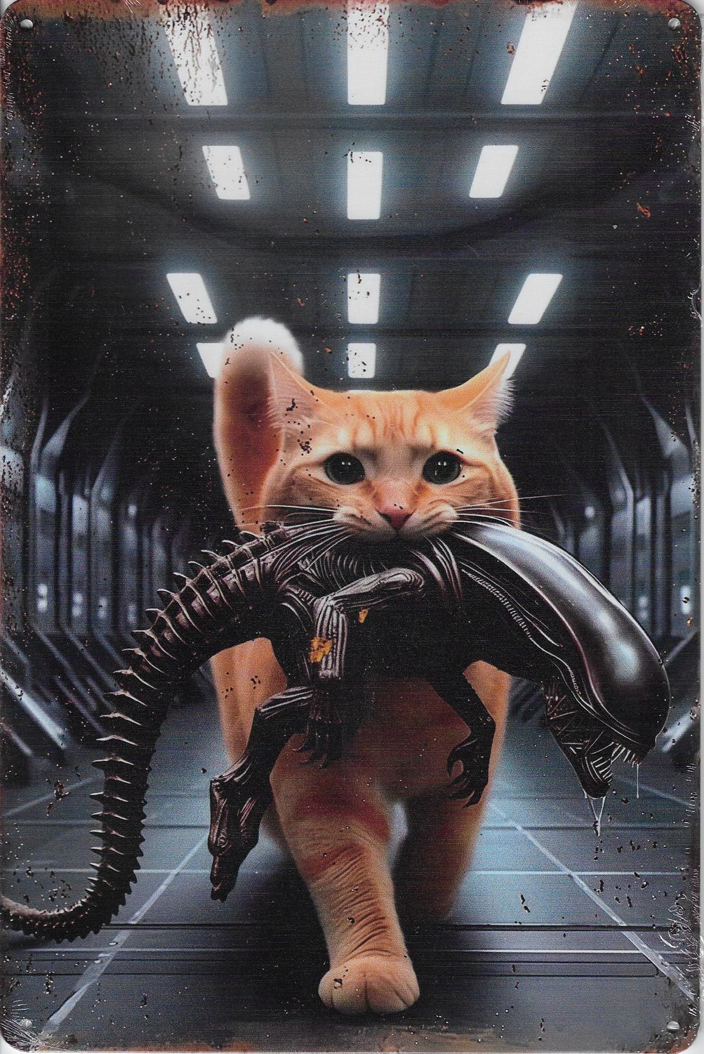 20 x 30cm Metallschild Alien and Cat Hobby Wand oder Türschild