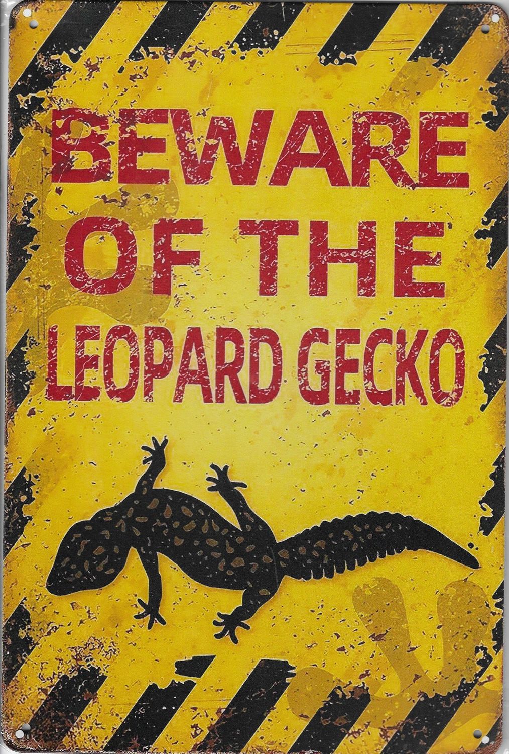20 x 30cm Metallschild beware of the Leopard Gecko Hobby Wand Türschild gelocht