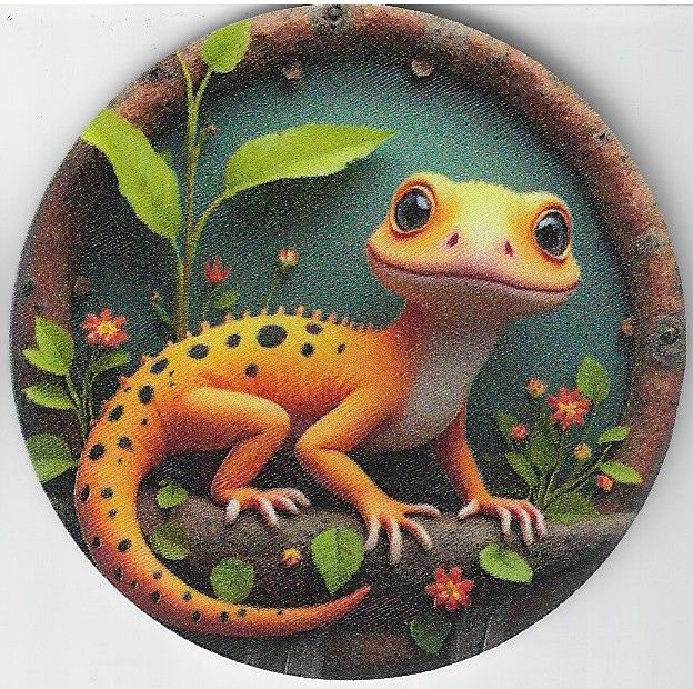 8cm ⌀ Acryl-Magnetplakette Gecko Küchenmagnet