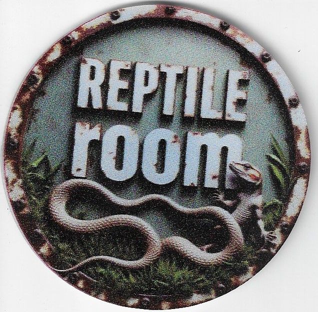 8cm ⌀ Acryl-Magnetplakette Reptile Room Küchenmagnet