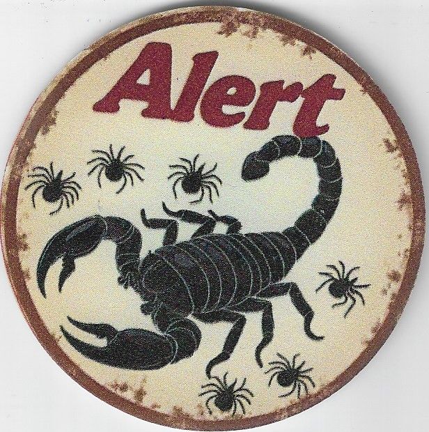 8cm ⌀ Acryl-Magnetplakette Alert Scorpion Küchenmagnet