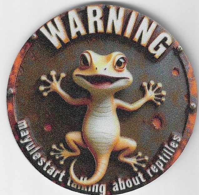 8cm ⌀ Acryl-Magnetplakette Warning Gecko Küchenmagnet