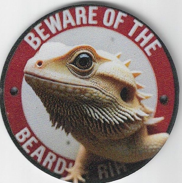 8cm ⌀ Acryl-Magnetplakette beware of the Bartagamen Küchenmagnet