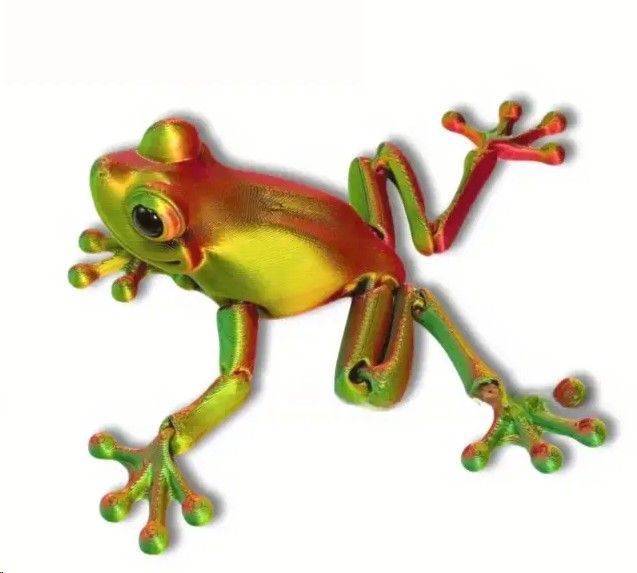beweglicher 3D Frosch rot-gold-grün Küchenmagnet