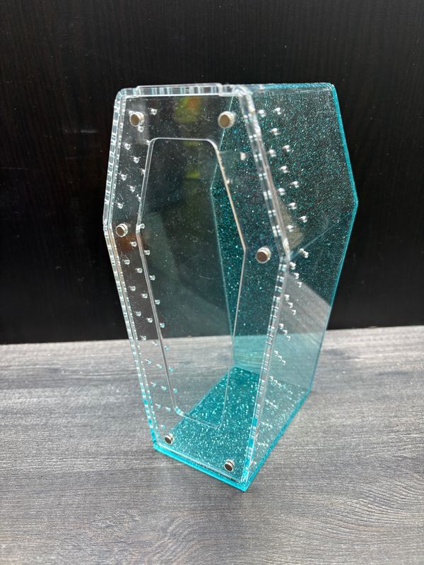 Acryl Terrarium Sargform hellblau BTH 10 x 10 x 20cm mit Magnetverschluß