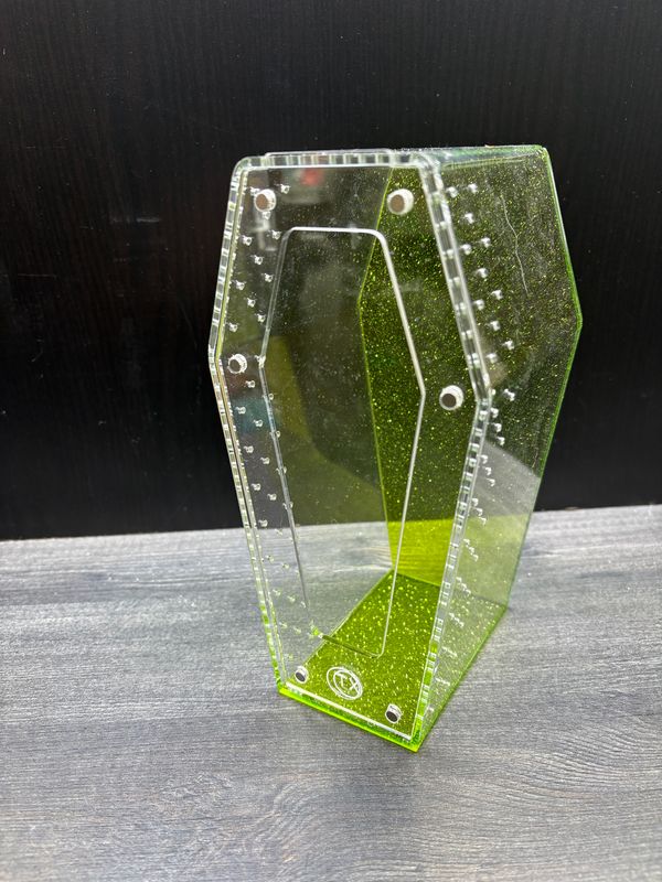 Acryl Terrarium Sargform neongelb BTH 10 x 10 x 20cm mit Magnetverschluß
