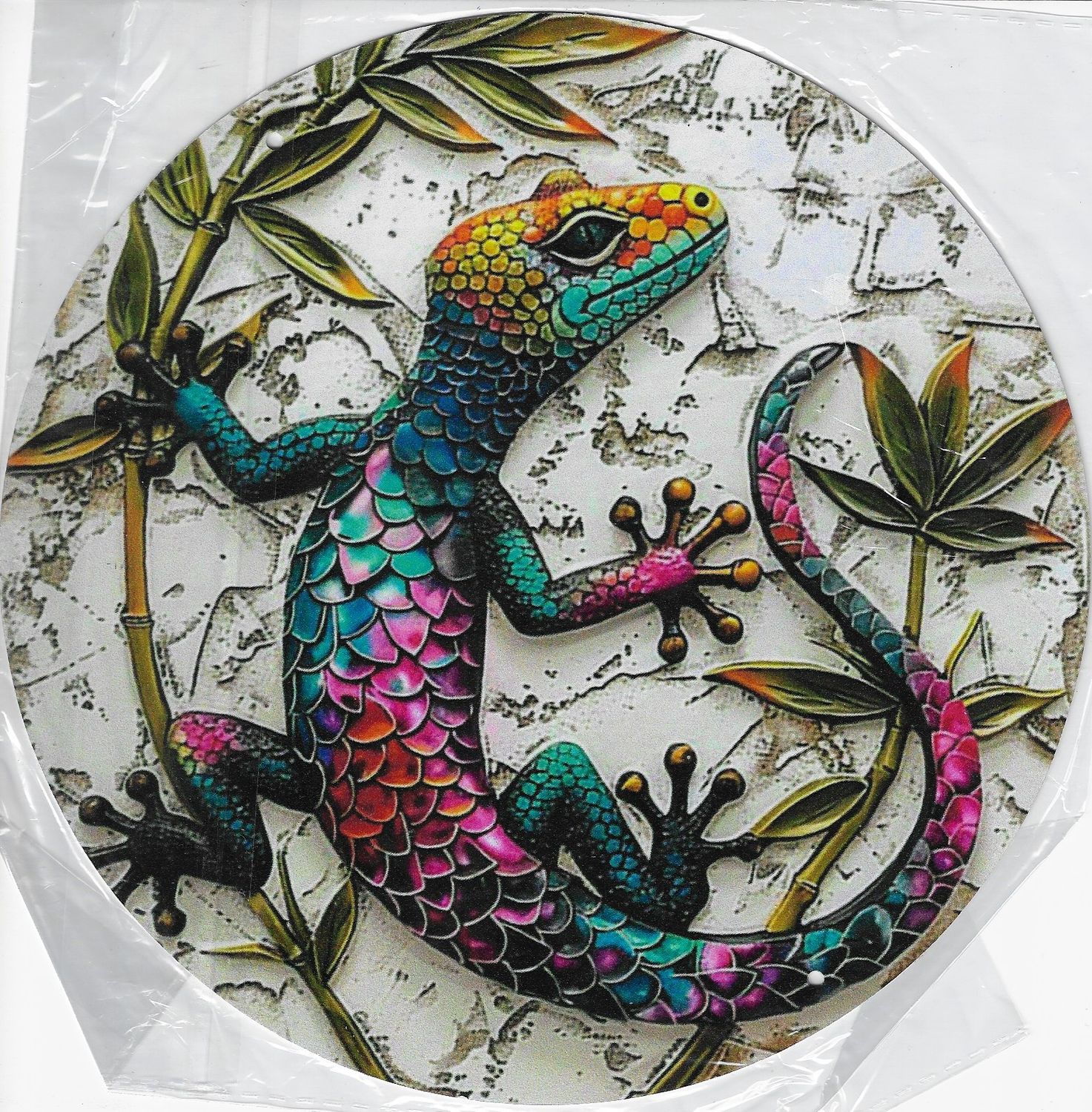 20cm ⌀ Metallschild Gecko bunt Wand oder Türschild