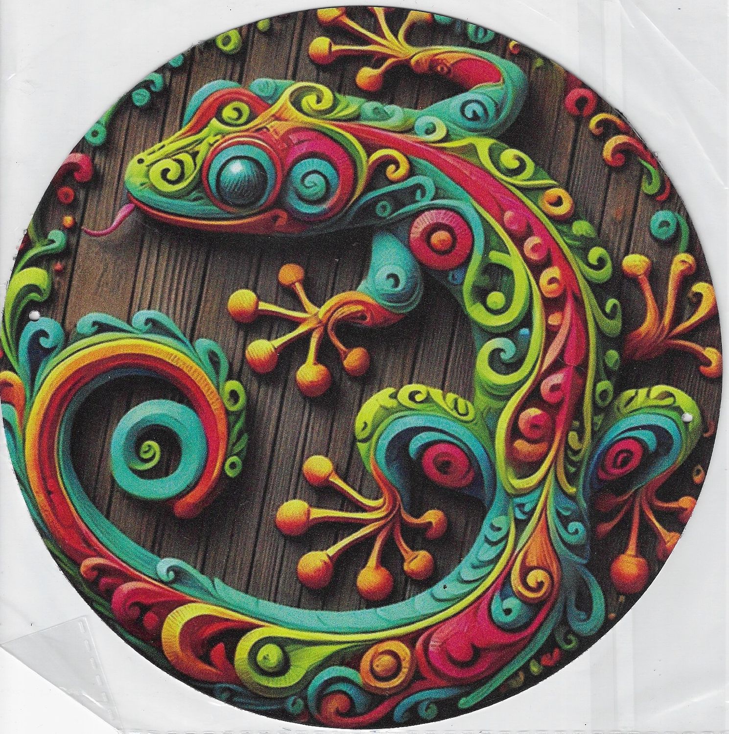 20cm ⌀ Metallschild Gecko bunt Wand oder Türschild