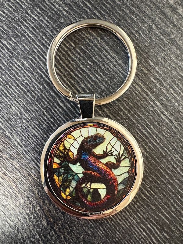 3,5cm ⌀ Gecko Muster mit robustem Schlüsselbund, Schlüsselanhänger