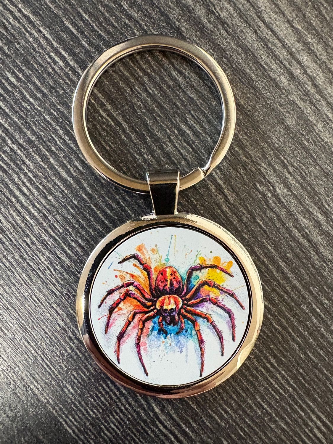 3,5cm ⌀ Vogelspinne Muster mit robustem Schlüsselbund, Schlüsselanhänger