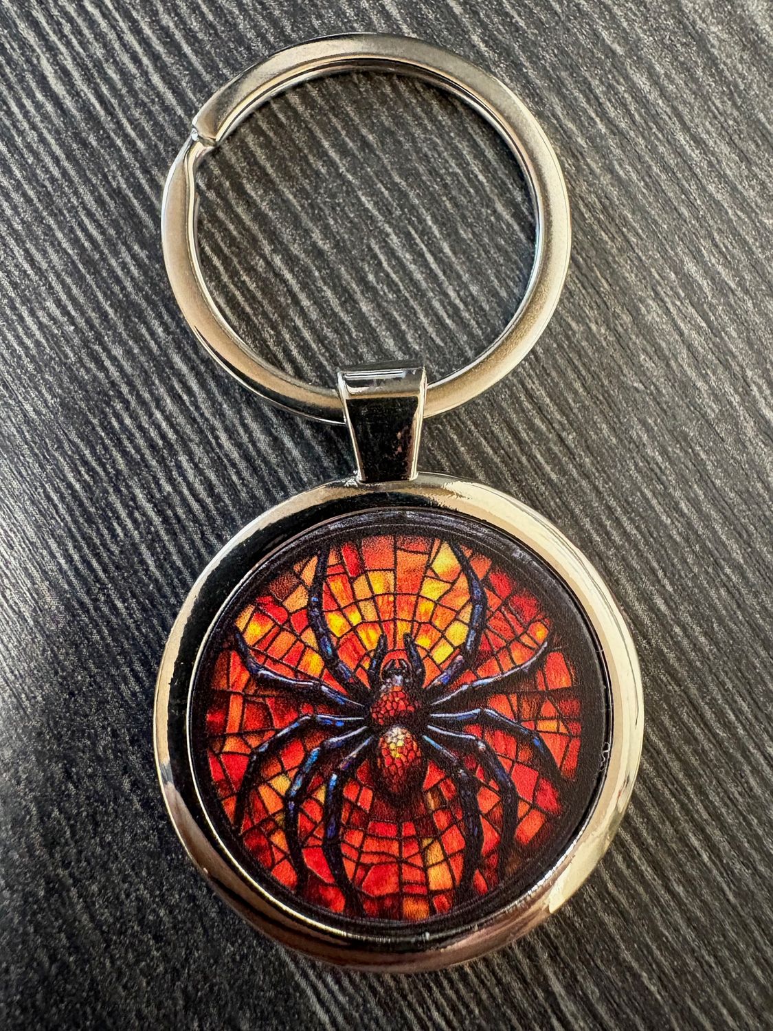 3,5cm ⌀ Spinnen Muster mit robustem Schlüsselbund, Schlüsselanhänger