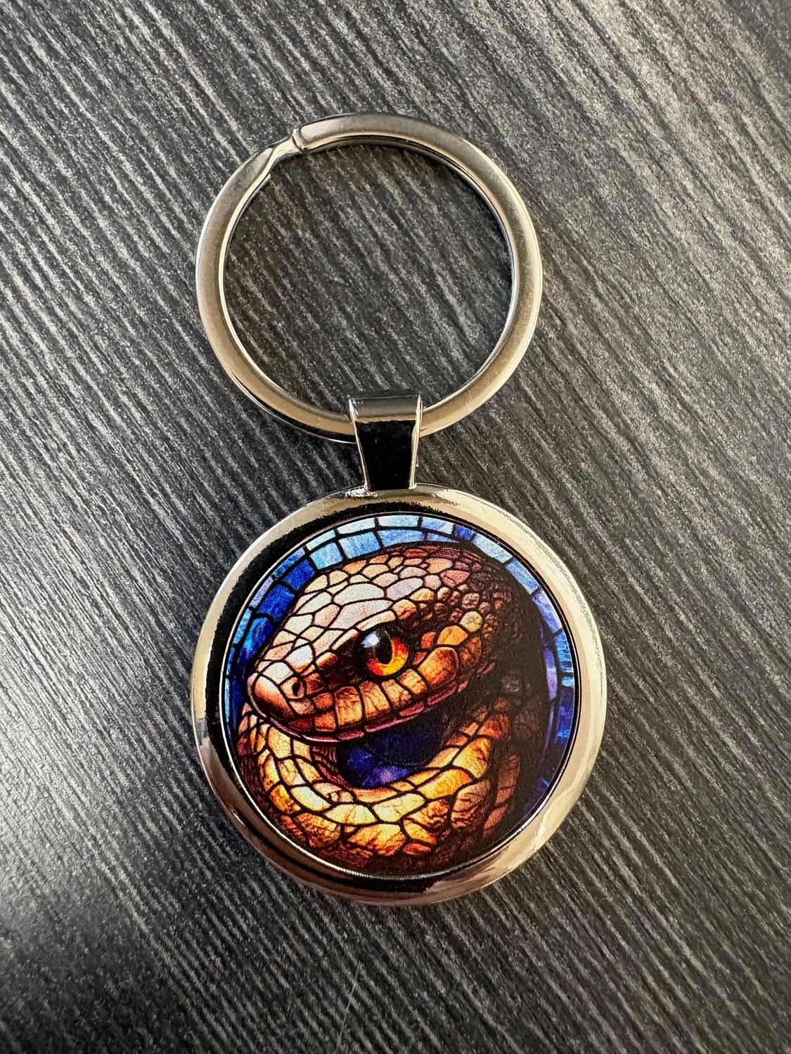 3,5cm ⌀ Schlangen Muster mit robustem Schlüsselbund, Schlüsselanhänger