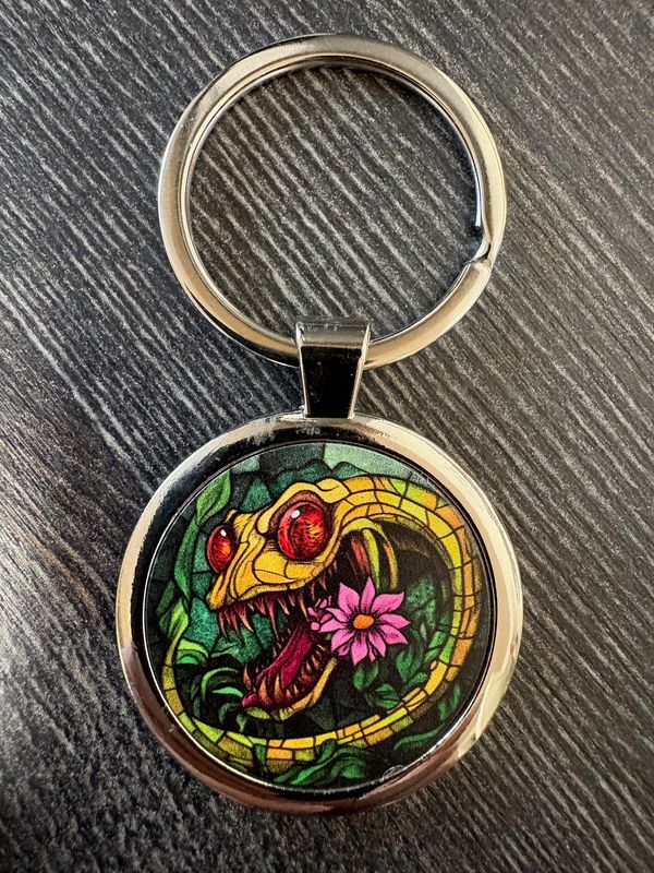 3,5cm ⌀ Schlange mit Blume Muster mit robustem Schlüsselbund, Schlüsselanhänger