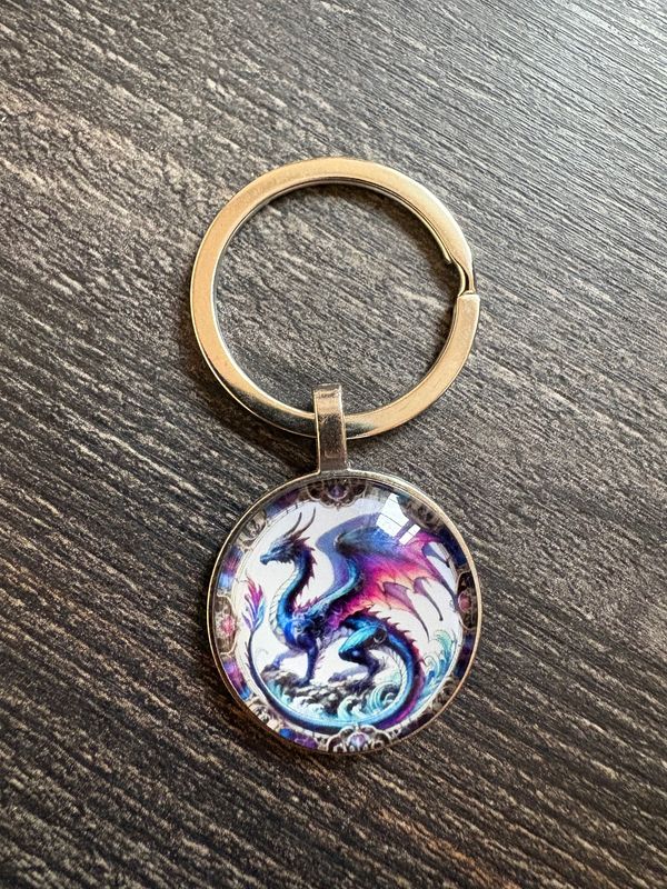 2,5cm ⌀ Drachen Muster mit robustem Schlüsselbund, Schlüsselanhänger