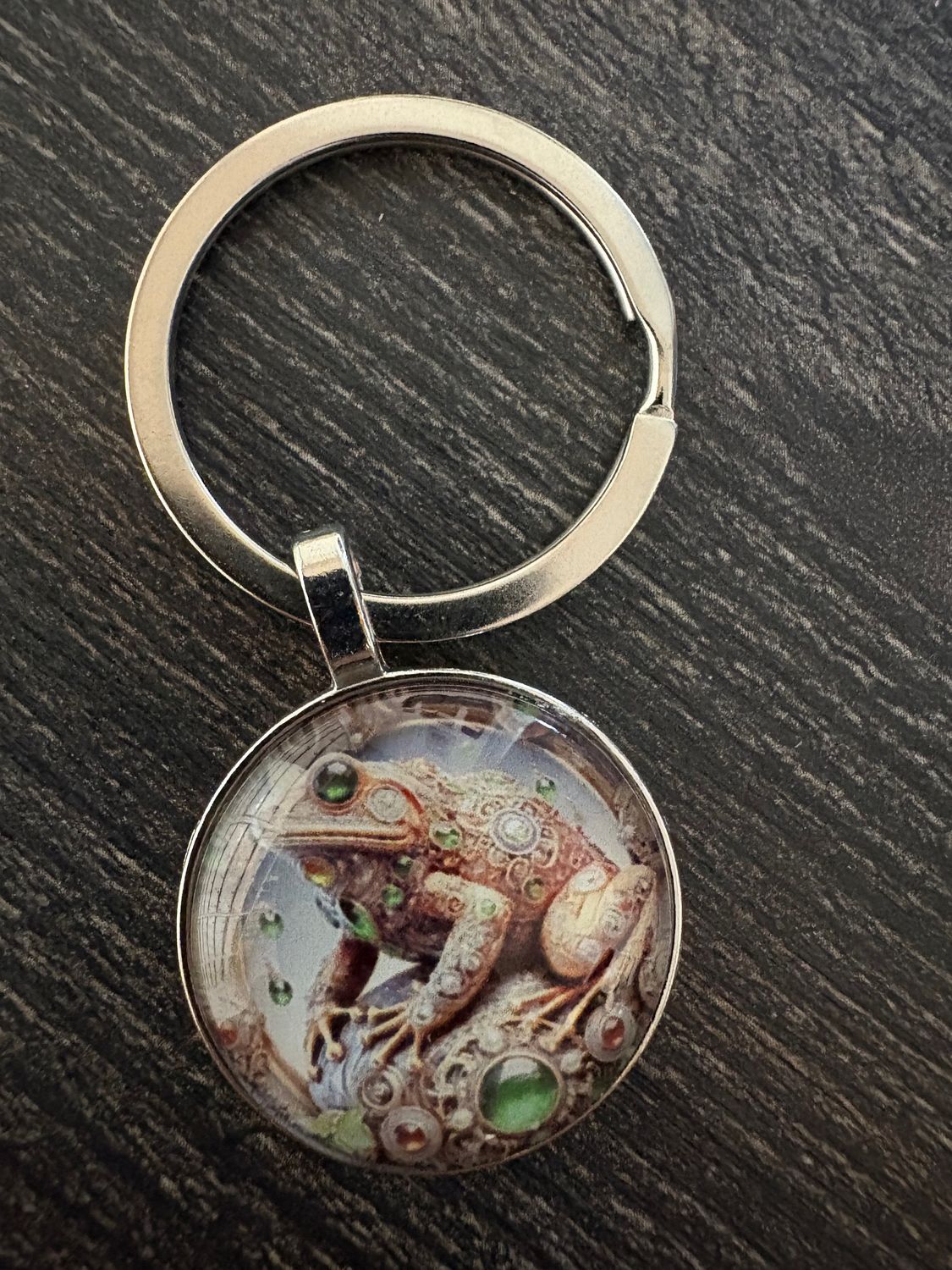 2,5cm ⌀ Frosch Muster mit robustem Schlüsselbund, Schlüsselanhänger