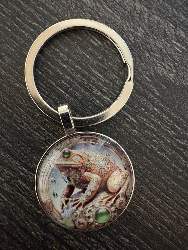 2,5cm ⌀ Frosch Muster mit robustem Schlüsselbund, Schlüsselanhänger
