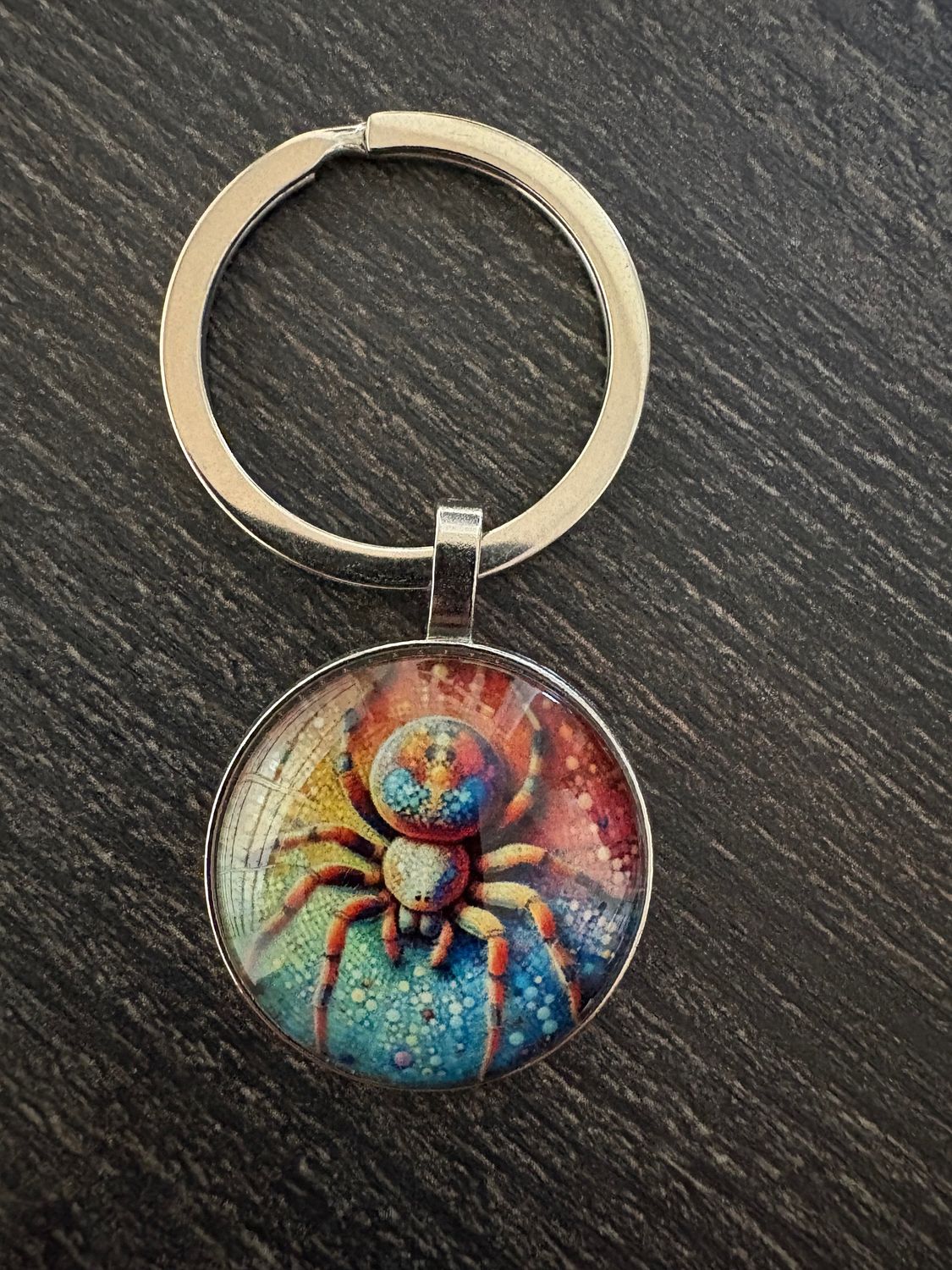 2,5cm ⌀ Spinnen Muster mit robustem Schlüsselbund, Schlüsselanhänger