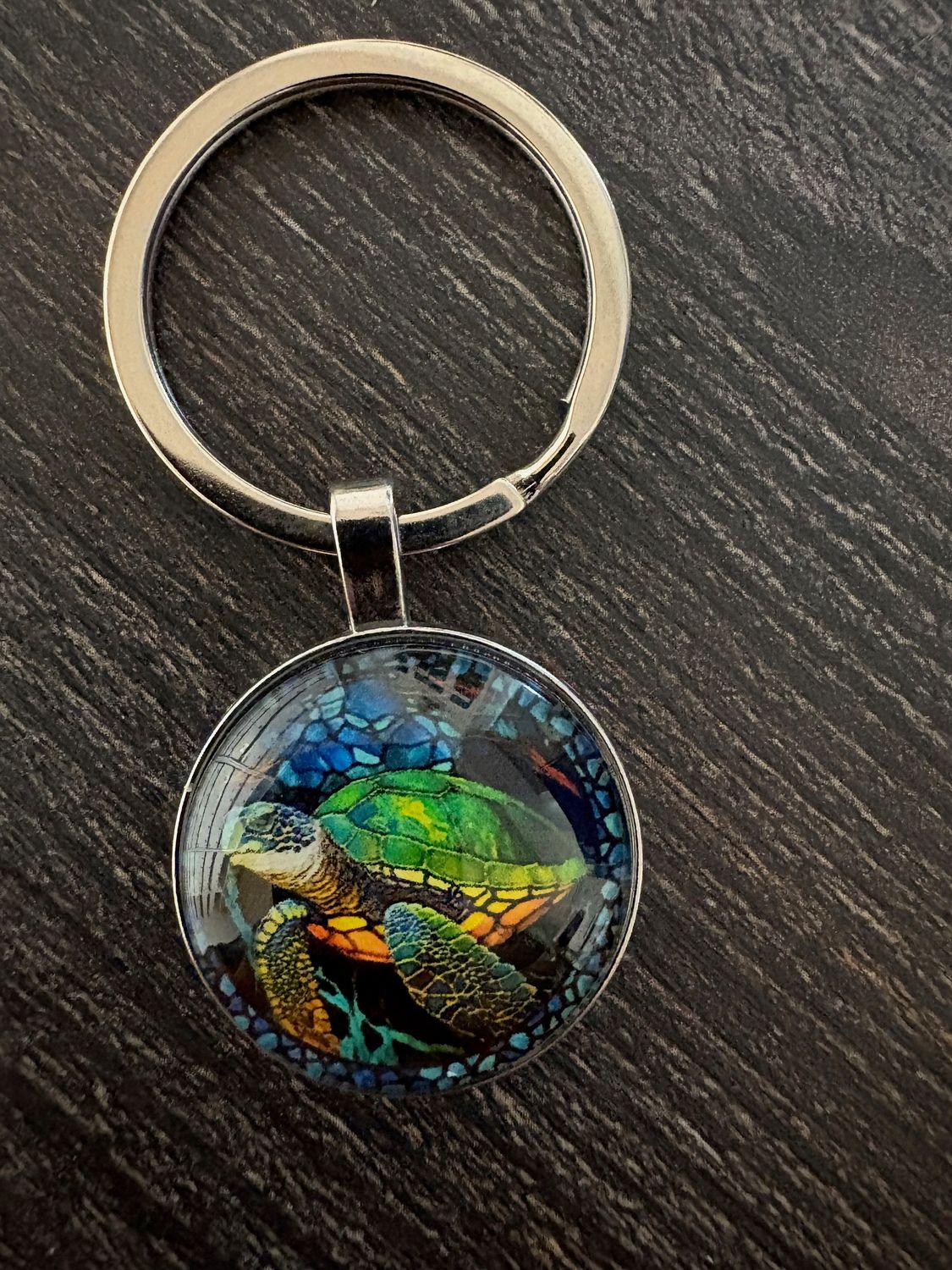 2,5cm ⌀ Schildkröte Muster mit robustem Schlüsselbund, Schlüsselanhänger