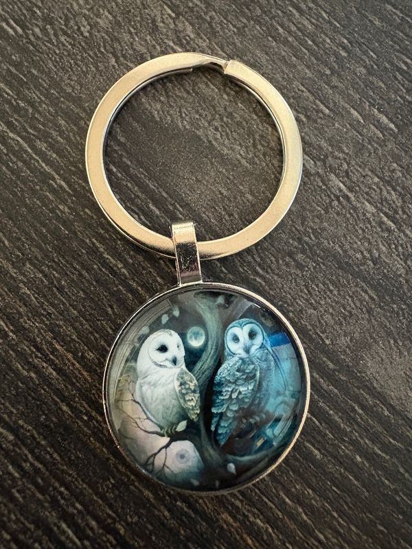 2,5cm ⌀ Eulen Muster mit robustem Schlüsselbund, Schlüsselanhänger
