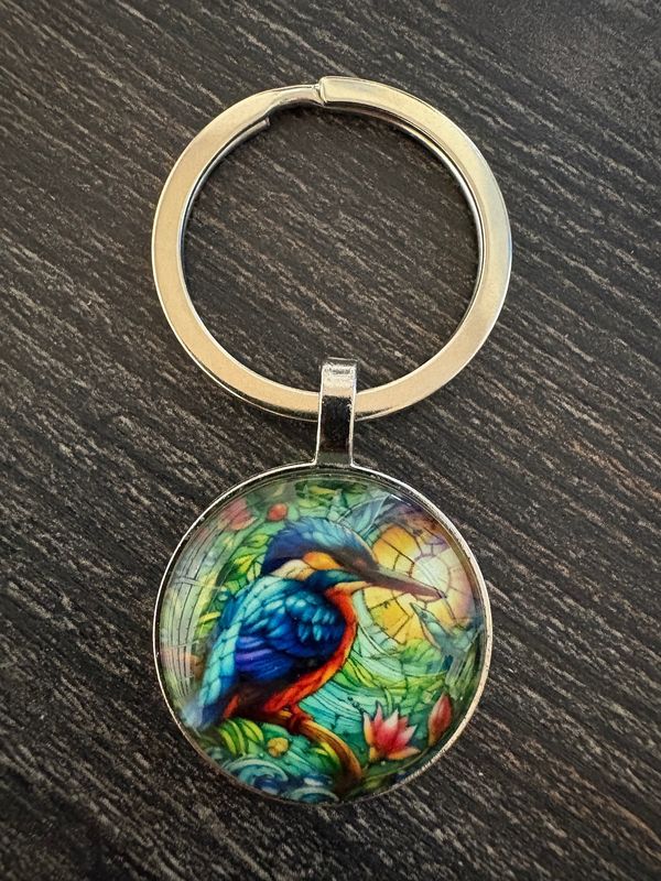 2,5cm ⌀ Vogel Muster mit robustem Schlüsselbund, Schlüsselanhänger