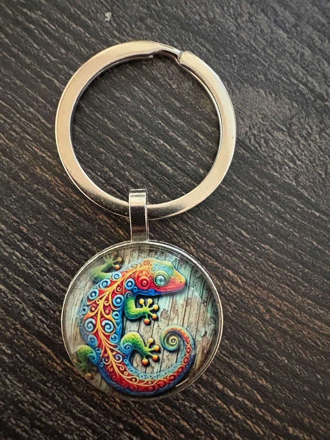 2,5cm ⌀ Gecko Muster mit robustem Schlüsselbund, Schlüsselanhänger