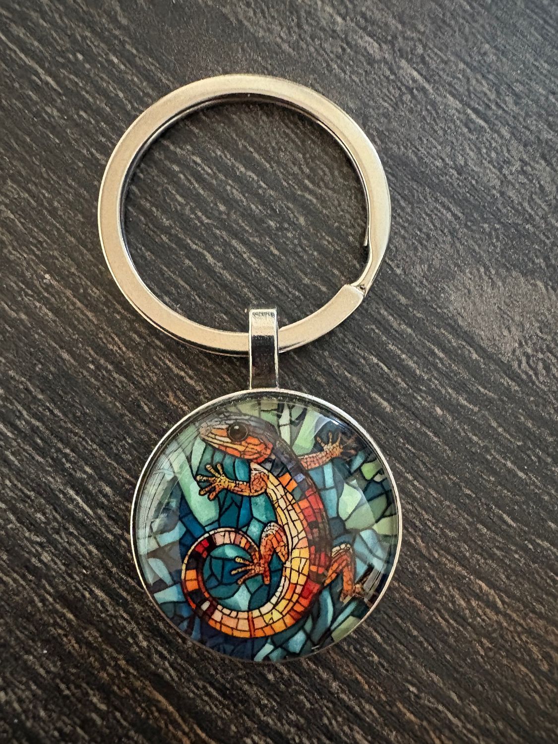 2,5cm ⌀ Gecko Muster mit robustem Schlüsselbund, Schlüsselanhänger