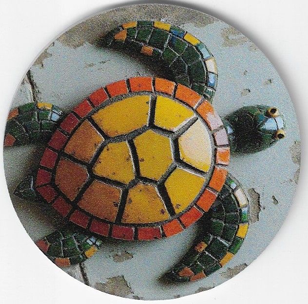 8cm ⌀ Acryl-Magnetplakette Schildkröte Mosaik Küchenmagnet