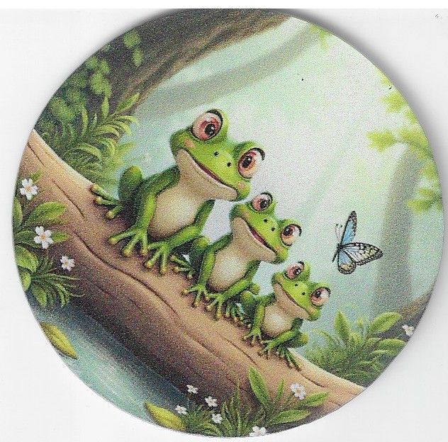 8cm ⌀ Acryl-Magnetplakette 3 Frösche Küchenmagnet