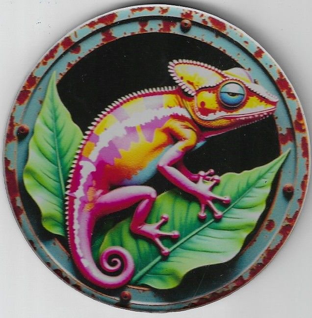 8cm ⌀ Acryl-Magnetplakette Chamäleon Küchenmagnet