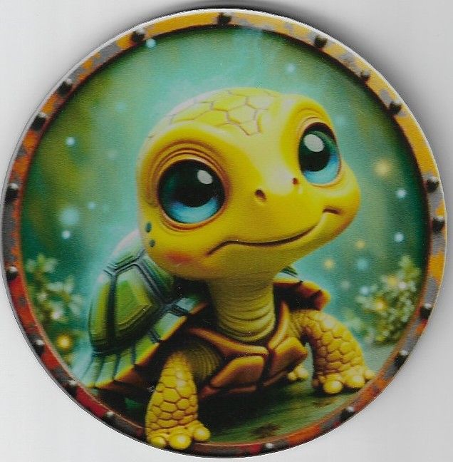 8cm ⌀ Acryl-Magnetplakette kleine Schildkröte Küchenmagnet