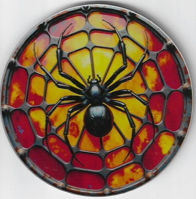 8cm ⌀ Acryl-Magnetplakette Spinne auf Netz Küchenmagnet