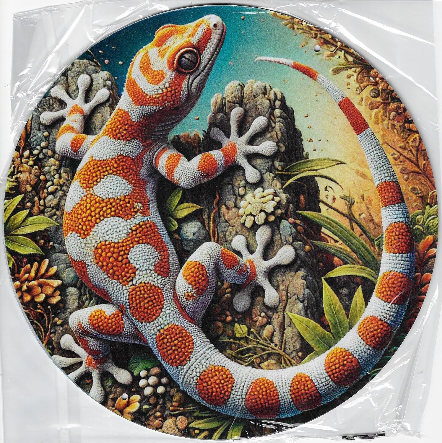 20cm ⌀ Metallschild Gecko bunt Wand oder Türschild