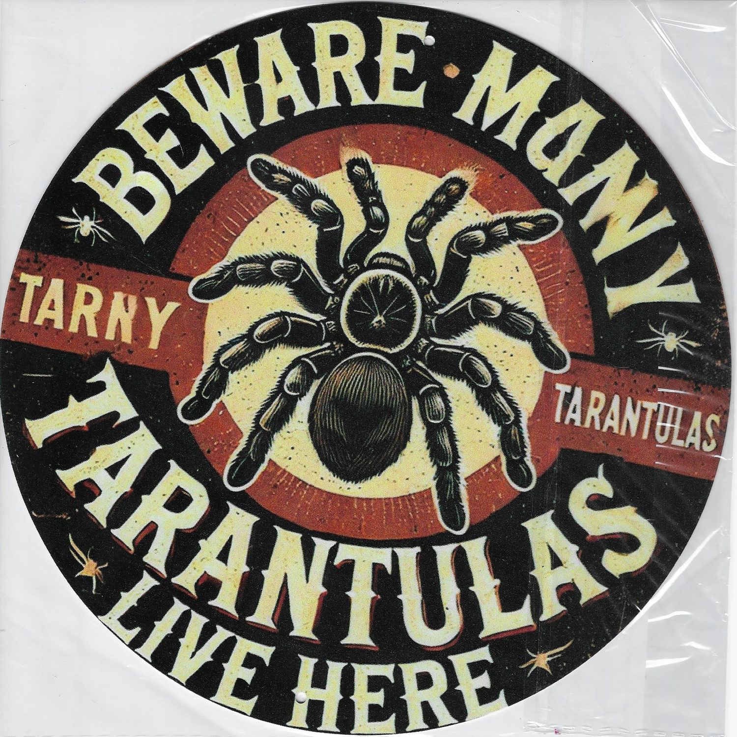 20cm ⌀ Metallschild Vintage Vorsicht vor Taranteln Wand oder Türschild