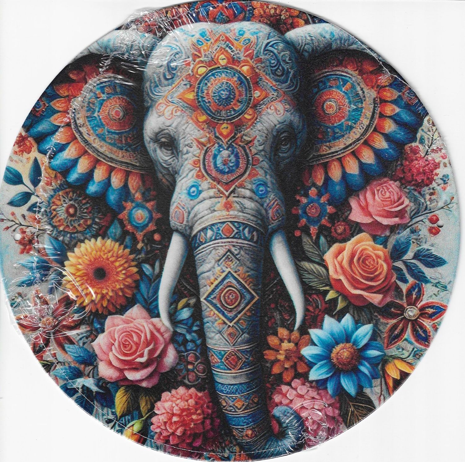 20cm ⌀ Metallschild Elefant bunt Wand oder Türschild