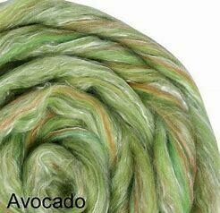 Merino (22micron) &amp; SILK blend - Avocado  200 Grams