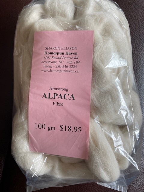 Alpaca  Fibre - Natural white 100 grams.
