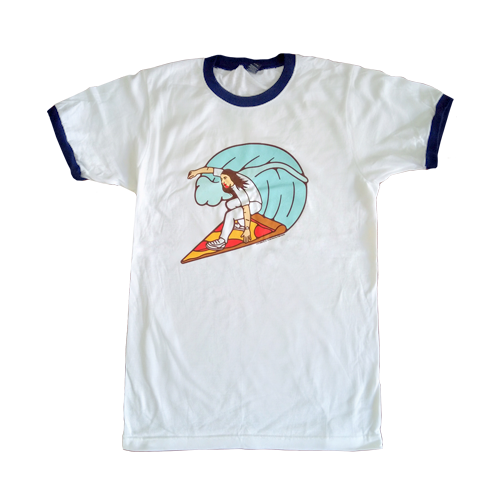 Pizza Surfer Ringer T-Shirt