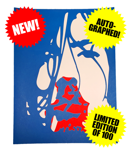 Hand Numbered AUTOGRAPHED Screen Printed Poster BLUE