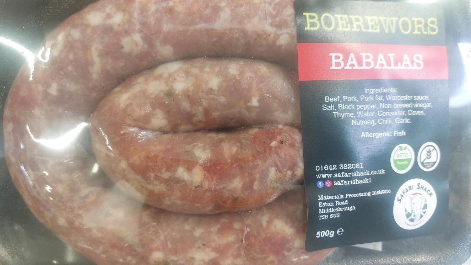 Babalas Boerewors 500g  (Chili &amp; Garlic)