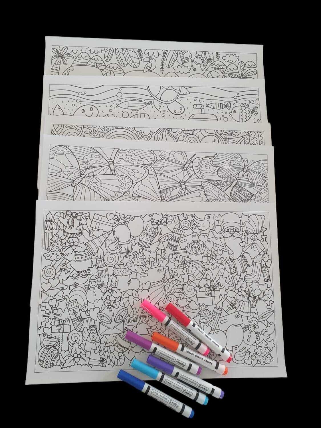 Colour-in Placemats (pack of 6)      with markers
