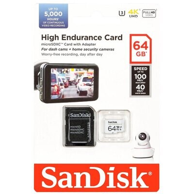 SanDisk High Endurance 100Mbps microSDXC Card with adapter