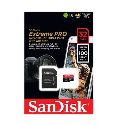 SanDisk 32GB Extreme PRO 100Mbps microSDXC UHS-I CARD with adapter