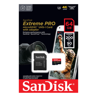 SanDisk Extreme PRO 200Mbps MicroSDXC UHS-I CARD with adapter