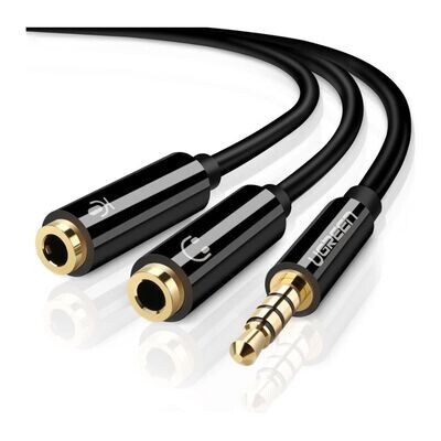 UGREEN 3.5mm Male to 2 Female Audio Cable ABS Case (Black)