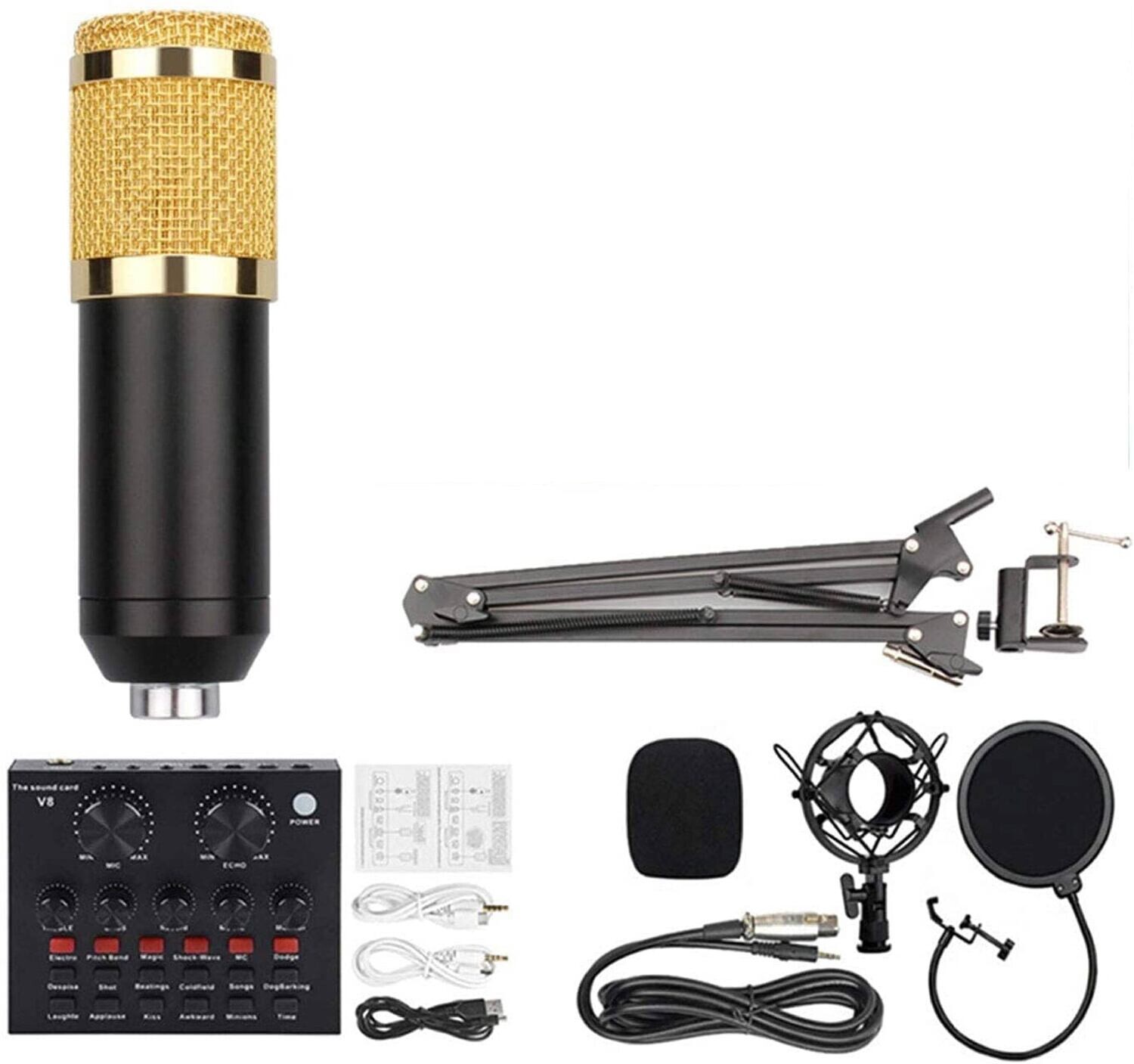 BM800 Microphone Kit with V8 Sound Card, Condenser Microphone Bundle